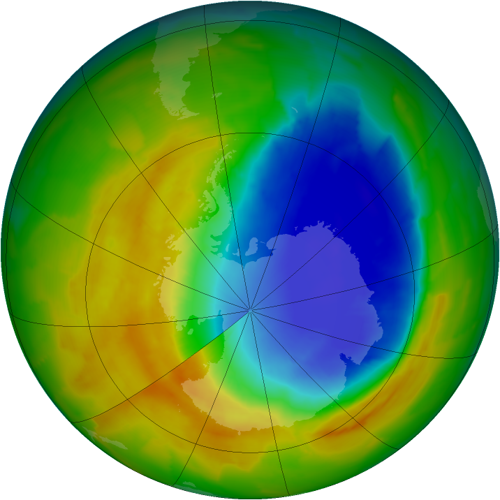Antarctic ozone map for 23 October 2012